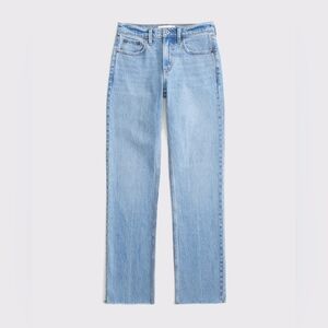 Abercrombie & Fitch 90s Straight Mid-Rise Jeans, Medium Wash, Sz 24 Short Curve